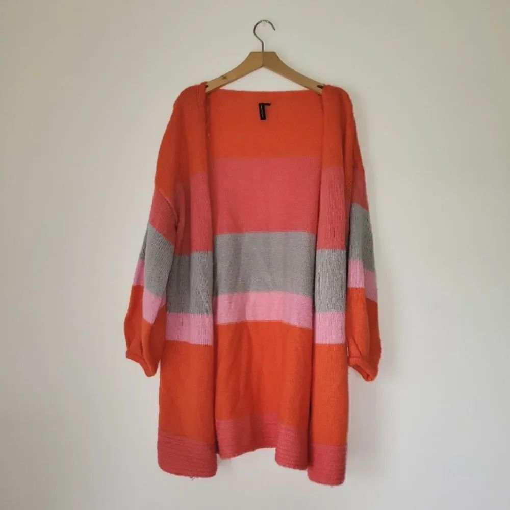 moon & madison Orange and Pink Cardigan Sweater